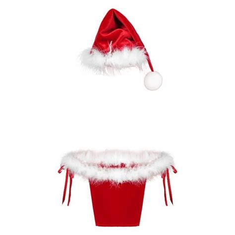 Iixpin Costume Père Noël Sexy Homme Lingerie Hot Coquine String avec Chapeau de Noël M 3XL Rouge
