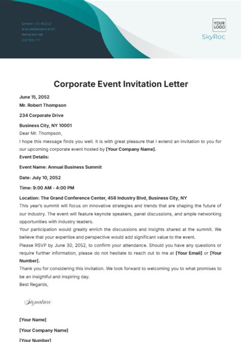 Free Corporate Event Invitation Templates, Editable and Printable