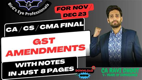 CA Final GST Amendments CA CMA Final IDT Amendments For Nov 2023