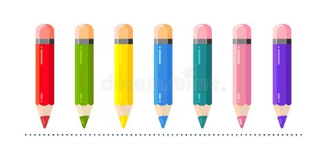 Цветные карандаши детей для рисования в плоском стиле. Иллюстрация ...