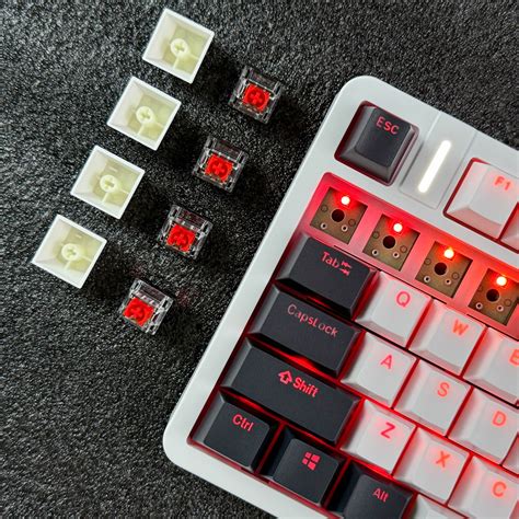 Furycube X Full Hot Swappable Mechanical Keyboard White Dark Grey Red Switch Vibe Gaming
