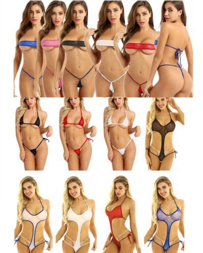 Women Mini Bikini Bra Micro Set Thong Monokini Swimwear Underwear Bodysuit Ebay