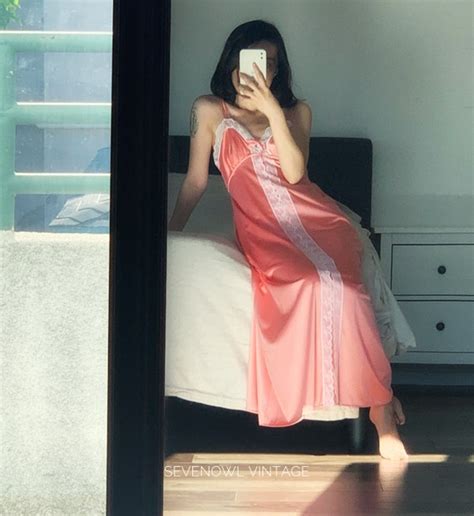 Vintage Silky Nylon S Empire Waist Lingerie Pink Ni Gem