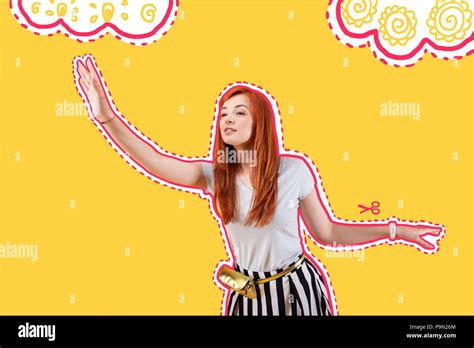 Beautiful Model Putting Her Hand Up While Posing For A Photo Stock