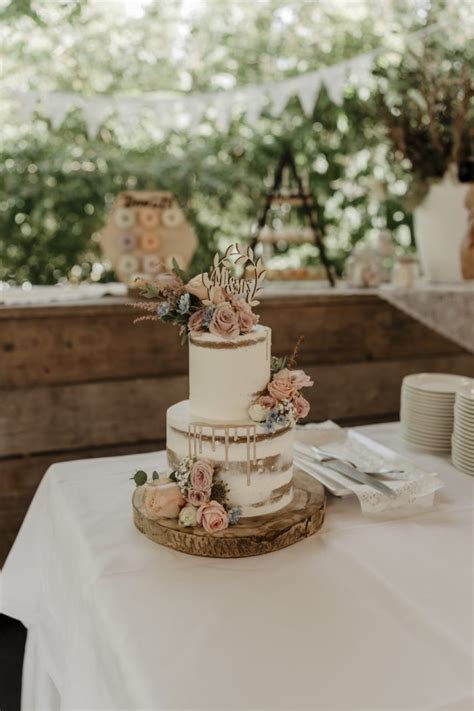 Semi Naked Rustic Wedding Cake Enjoy Cakes