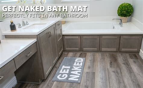 Get Naked Bath Mat Sign Grey Bath Rug Funny Bathroom Decor Etsy