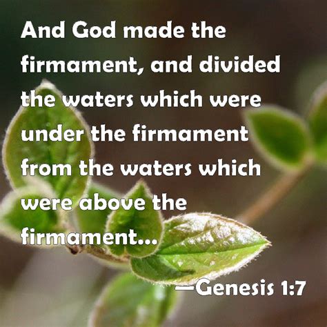 Genesis 17 And God Made The Firmament And Divided The Waters Which