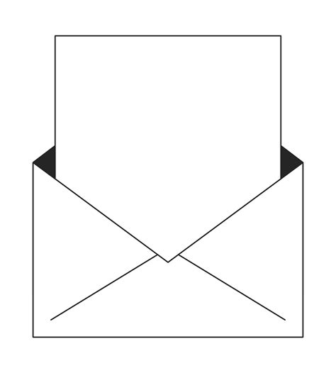 Open Envelope With White Blank Card Flat Isolated Outline Vector Object