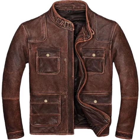 Mens Handmade Motorcycle Distressed Brown Vintage Leather Jacket At Rs