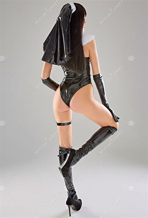 Sexy Lingerie Set Nun Suit Gothic Lace Up Hollow Bodysuit Costume Outfit For Sale