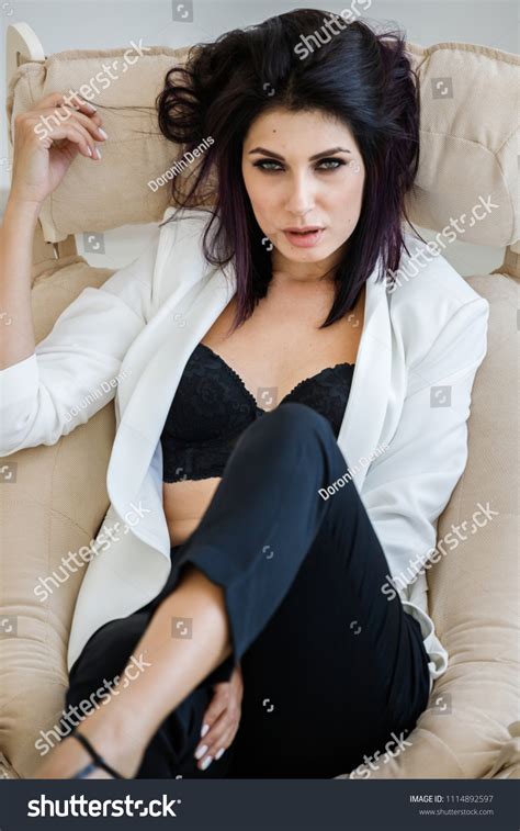 Beautiful Brunette Girl Sexy Business Suit Stock Photo 1114892597 Shutterstock