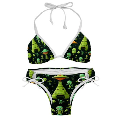 Alien Detachable Sponge Adjustable Strap Bikini Set Two Pack Swim Suit Beach Pool Vacation