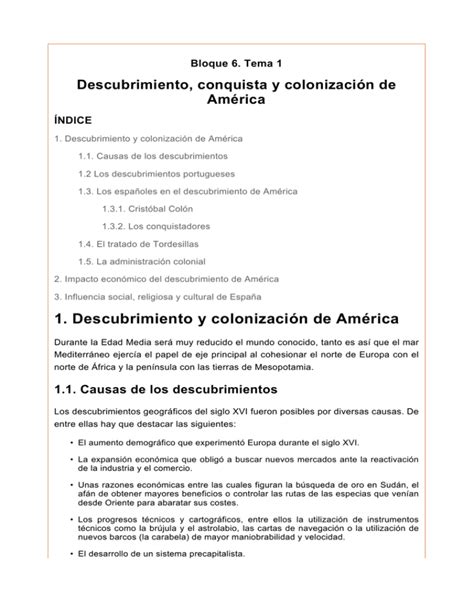 1 Descubrimiento y colonización de América