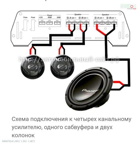 Схема подключения колонок к усилителю 2х канальному