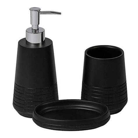 Strata Black 3 Piece Bathroom Accessory Set