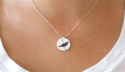 Bird Necklace Blackbird Necklace Bird Pendant Blackbird Etsy