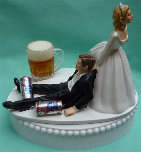 Wedding Cake Topper Pabst Blue Ribbon PBR Beer Mug Cans Drinking