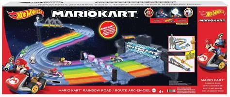Hot Wheels Mario Kart Rainbow Road Track Set Includes Mario King Boo Mattel Toys Toywiz