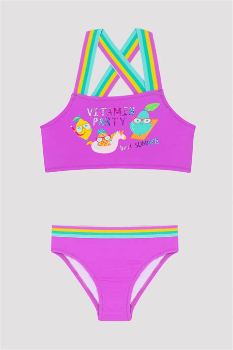 Penti Kız Çocuk Meyve Desenli Mor Halter Bikini Takımı Fiyatı Yorumları Trendyol