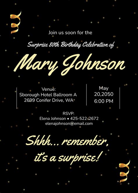 80th Birthday Party Invitation Template - prntbl