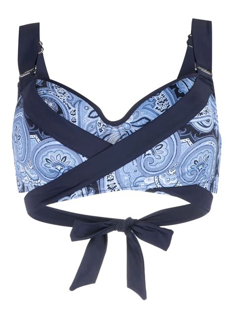 Marlies Dekkers Cache Coeur Paisley Print Push Up Bikini Top Blue FARFETCH UK