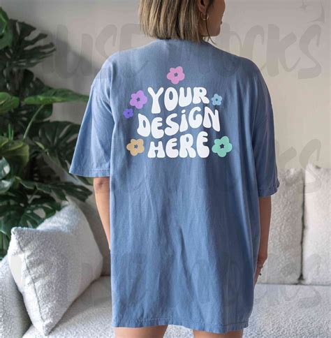 Comfort Colors Mockup Blue Jean 1717 Comfort Colors Tshirt Mock Up Back Of Shirt Mock Ups