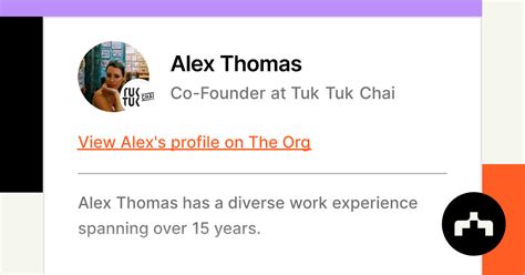Alex Thomas Co Founder At Tuk Tuk Chai The Org