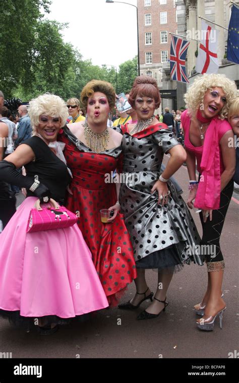 Drag Queens Posing At London Gay Pride Stock Photo Alamy