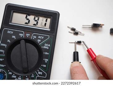 diode test multimeter  white semiconductor stock photo
