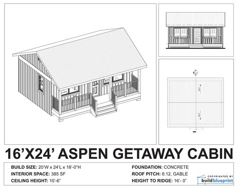 16 X 24 Aspen Cabin Architectural Plans Small Etsy