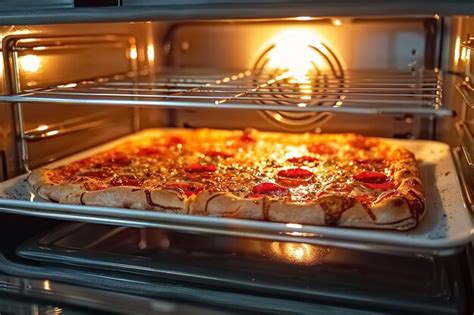 Reheating pizza at home in oven ensuring piping hot slices | Premium AI ...