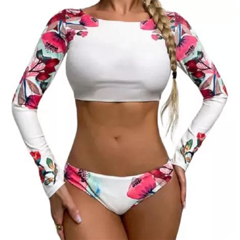Traje De Ba O Dama Bikini Piezas Manga Larga Env O Gratis