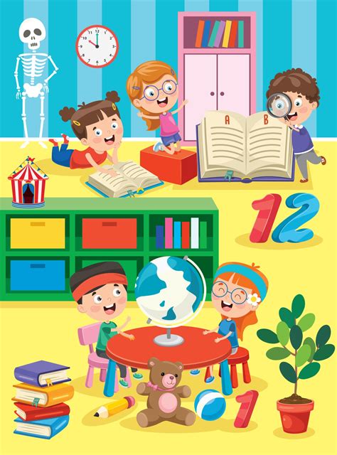 Little Children Studying And Playing At Preschool Classroom 2737715 ...