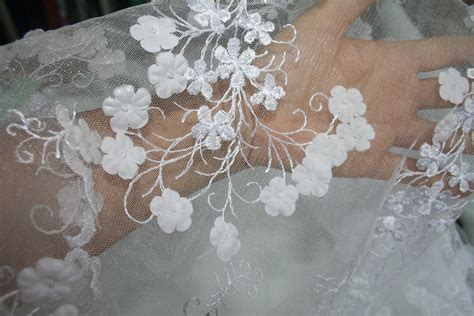 Beige Skin Color Nude Bridal Beaded Corded Lace Fabric Tulle Floral Embroidery Veil Scallop Edge