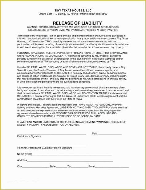 Free Liability Release Form Template Heritagechristiancollege