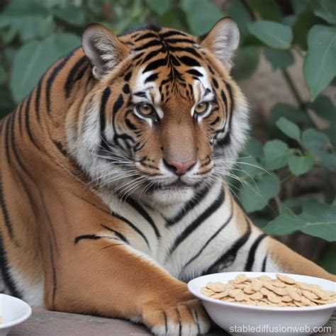 tigre comiendo cereal en costa de italia Prompts | Stable Diffusion Online
