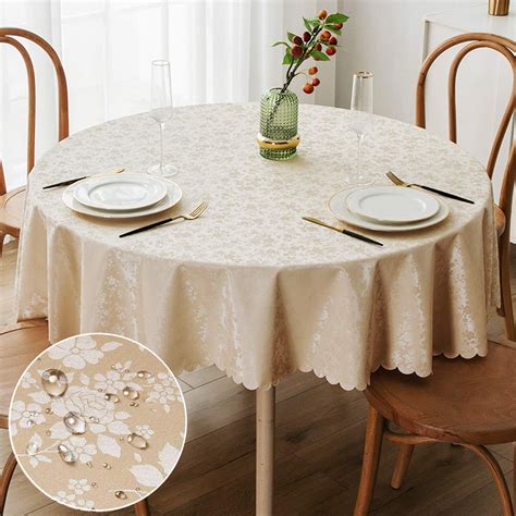 Decoruhome Heavy Duty Vinyl Tablecloth Waterproof Round Table Cloth