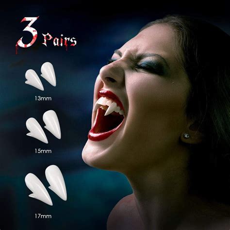 3 Set Vampire Fangs Teeth, Adult and Kids Realistic Reusable Cosplay