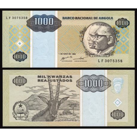 ANGOLA 1000 KWANZAS REAJUSTADOS 1995 ANTILOPE Pick 135 BILLETE SC