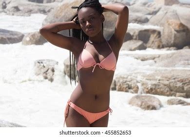 Portrait Gorgeous African Bikini Model Braids Stock Photo Edit Now 455852653
