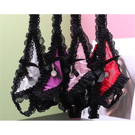 Sexy Lace Crotchless Thong Women S Low Rise Transparent Lingerie Mesh Non Removable Panties