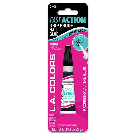 L.A. COLORS Fast Action Long Lasting Nail Glue for Artificial and False Nails, Clear, 0.10 oz