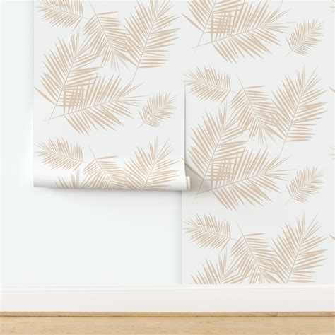Palm Leaf Nude On White Palm Leaves Wallpaper Spoonflower