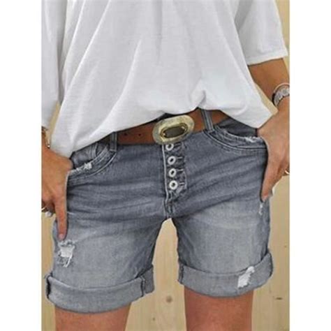 V Tements Lingerie Short En Jean D Chir Pour Femme Short En Jean Sexy Bouton Trou Grande