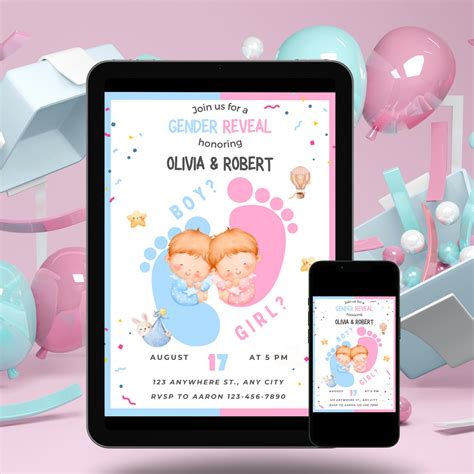 Gender Reveal Invitation Template Canva Baby Gender Reveal Invitation