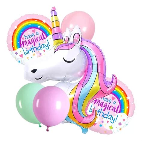 Kit Globos Metálicos En Forma De Unicornio Cumpleaños 6 Pz MercadoLibre