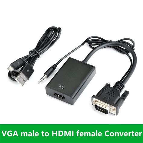 Vga To Hdmi Full Hd 1080p Converter Adapter Cable With Audio Output Vga