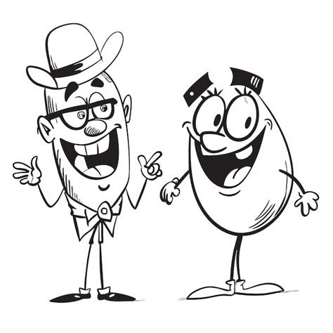 Premium Vector A Cartoon Drawing Of A Man And A Corn Dog