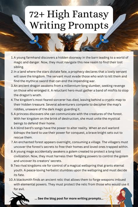 high fantasy writing prompts  epic storytelling imagine forest
