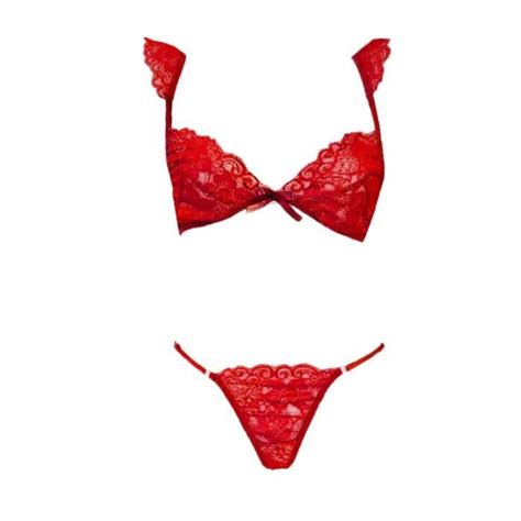 Sasaquoy Sous vêtements sexy pour femmes en dentelle Bralette Bra Brief Set Lingerie avec des